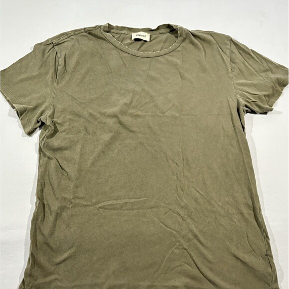 Elwood Mens Olive Green Single Stitch Organic Cotton T-Shirt Distressed Tee Sz L - Picture 2 of 10